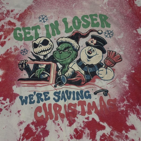 Bella Canvas Shirt Womens Medium Get In Loser Christmas Movie Grinch Graphic Tee - Picture 2 of 8